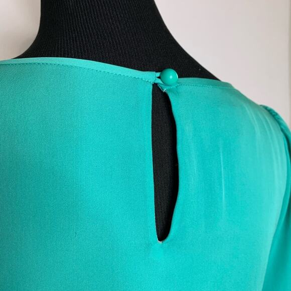 Tibi seafoam green scalloped trim silk shift dress size 4 spring summer Easter - Picture 14 of 16